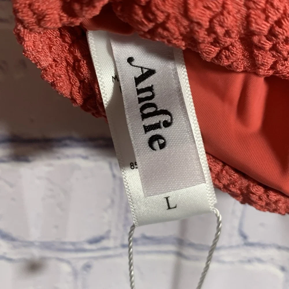 Andie Swim Womens Symi Bikini Top in Textured Pink Beach Vacation Cruise L NWT